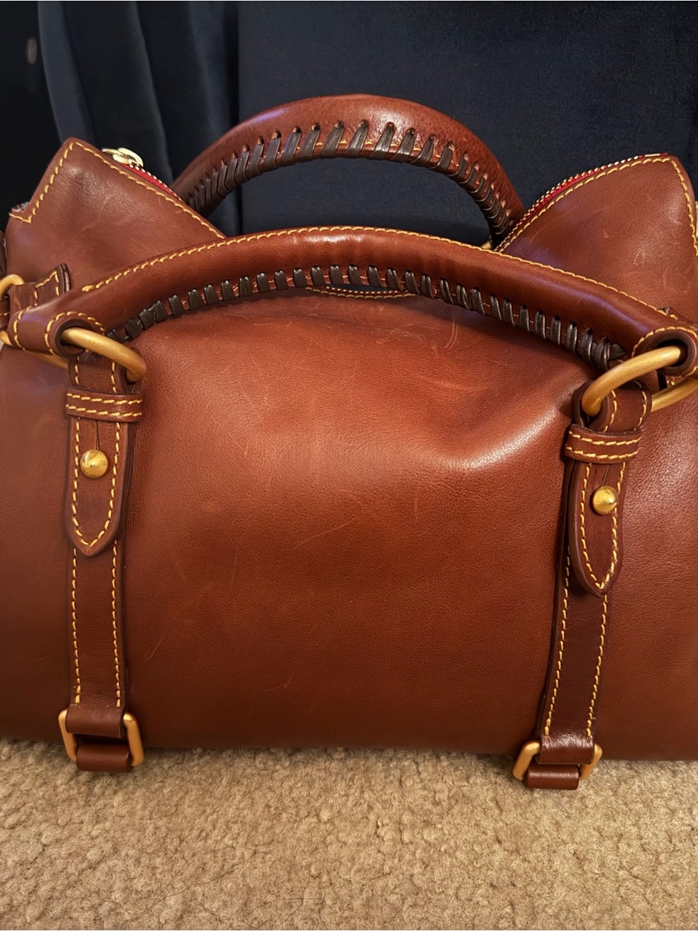 Dooney & Bourke Florentine Satchel in chestnut with charms - Picture 10 of 10
